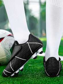 1 Pair Of Children's PU Leather Wear-Resistant, Long Nail Anti Slip Professional Children's Football Shoes, Suitable For Daily Exercise In All Seasons - Black - View 6