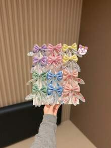 10pcs/11pcs Random Color Ribbon & Bow Hair Clips, Fashion For Women Claw Clips Hair Claws Hair Barrettes, School Stuff, Elegant, College, Winter Outfit For Women, Bows, Cute - Multicolor - View 4