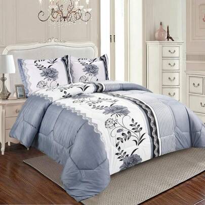 Ultra Soft 3-Piece Printed Bedspread Set – 1 Comforter + 2 Pillow Shams | Single/Double/King