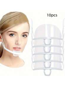 10pcs Reusable Transparent Anti-Fog Face Shield - Clear Plastic Mask For Beauty, Tattoo, Halloween, Restaurants And Schools - Splash Proof Design, No Battery Required, Beauty Accessory, Fashionable Design, Durable Structure - Multicolor - View 1