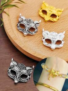 8pcs Jewellery Making Connectors. Two Holes Alloy, Openwork, Fox Mask Pendant. Bracelet Accessories.Charms For Jewelry Making,Trinkets,Wedding Items, Charm Bracelet,Charms.Birthday Parties, Halloween, Christmas Decorations, Adult Craft Supplies,Suitable For Earrings, Necklaces, Amulets, Bracelets DIY Jewellery Making. - Multicolor - View 9