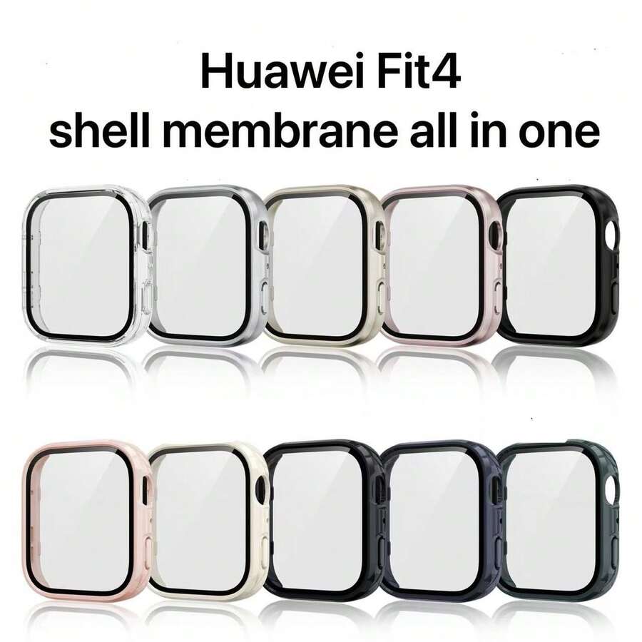 1pc New Protective Case Compatible With Huawei Watch Fit4, PC+Tempered Glass Screen Protector