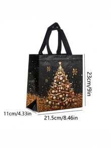 22个圣诞无纺布礼品袋，金色和黑色圣诞无纺布礼品袋（带手柄），可重复使用的黑色和金色圣诞礼品袋，圣诞袜，圣诞雪人，圣诞树，圣诞礼盒图案，精美的圣诞元素，高品质礼品包装袋，无纺布防水礼品袋，非牛皮纸材质！用于糖果、饼干和派对用品。 - 彩色 - 查看 9