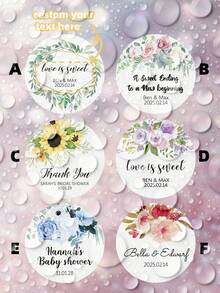 1-120 piezas Pegatinas de boda personalizadas, etiquetas de recuerdo personalizadas, pegatinas de agradecimiento, pegatinas de recuerdo redondas para regalo de pareja de aniversario, pegatinas holográficas - Multicolor - Ver 31