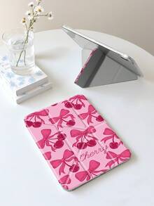 Rose Bow Cherry Dual-Sided Acrylic Crystal Protective Case, Compatible With IPad 10th Gen, IPad 10.2/IPad Mini 6/IPad Mini 7/9.7", Galaxy Tab A8 8.7", 3+Y Foldable Anti-Bend Design, Compatible With Kindle Paperwhite 12th Gen (2024), Silicone Reinforced Corners, Auto Wake/Sleep Function, Great Gift For Holidays