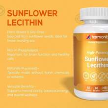 HARMONIFY Sunflower Lecithin Wellness Supplement, 2050 Mg High-Potency, Non-GMO &Amp; Gluten-Free, 60 Softgels, Proudly USA Company - 白色的 - 查看 3