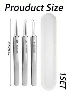 去黑头工具，专业面部去黑头镊子，去黑头器，专业不锈钢去黑头工具，适用于黑头、粉刺 - 銀色 - 查看 2