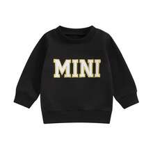 Mommy And Me Matching Outfits Christmas/Halloween Sweatshirts Family Matching Xmas Clothes Long Sleeve Crewneck Mama/Mini Letter Print Sweatshirts Pullover Tops Winter Fall Clothes - 黑色 - 查看 8