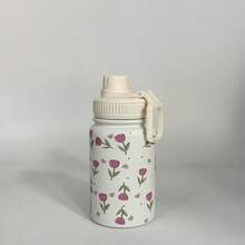 1pc Pink Tulip Heart Shaped Stainless Steel Vacuum Insulated Water Bottle - Double Wall Thermal Tumbler, Suitable For Both Hot & Cold Drinks, 20.29oz/27.05oz/33.81oz Sizes, Perfect For Travel, Gym, Outdoor Activities & Gifts