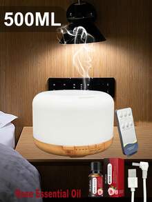 500ml Essential Oil Diffuser With Remote Control, Humidifier 5 In 1 Ultrasonic Aromatherapy Fragrant Oil Humidifier Vaporizer, Essential Oil Diffuser, Aromatherapy Humidifier For Relaxing Atmosphere In Home Office Bedroom