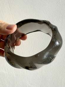 1 chiếc vòng tay nhựa sọc đen vàng sáng bóng bất đối xứng, phụ kiện thời trang thanh lịch để đeo hàng ngày và chụp ảnh tạp chí - nhiều màu - Xem 13