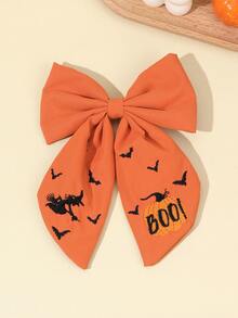 1pc Halloween Hair Bows For Women Girls Bat Pumpkin Ghost Boo Embroidered Bow Alligator Clips Orange Black Purple Embroider Fabric Bow Hair Clips Cute Funny Bow Barrettes Halloween Cosplay Dress Up Party Bow Hairpins Women Hair Accessories, Claw Clips, Hair Claws, Hair Slide, Hair Barrettes