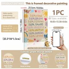 1 buc., Tablou de perete pe pânză, Decor pentru camera copiilor înrămat, Poster cu afirmații pentru copii, Imprimeu cu tematică florală, Imprimeu personalizat pentru dormitorul copiilor, Artă de perete personalizată pentru fete, Imprimeu pentru camera de joacă pentru fete, Decor pentru camera copiilor, Floral, Stil boem, Decor pentru camera copiilor, Decor pentru camera maternității