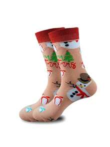 1/10 Pairs Women's Assorted Christmas & Holiday Themed Mid-Calf Socks, Autumn/Winter