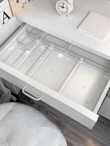 1pc/3pcs/4pcs/5pcs/7pcs/11pcs Makeup & Skincare Storage Organizer Boxes, Multi-Size Drawer Style Organizer, Suitable For Office Desk, Bedroom, Dorm, Stationery - Clear - View 1