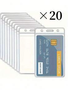 20pcs Waterproof Transparent Card Holder, Plastic ID Badge Card Protector Sleeves For Work ID, Student ID, Bank Cards Back To School - White - View 15