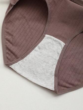 5条装女士三角内裤纯色透气舒适休闲基本款舒适时尚内裤