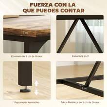 HOMCOM Mesa de Comedor Rectangular para 6-8 Personas, Mesa de Cocina Industrial con Tablero Grueso y Patas de Metal, 180x80x75,5 cm, Marrón Rústico