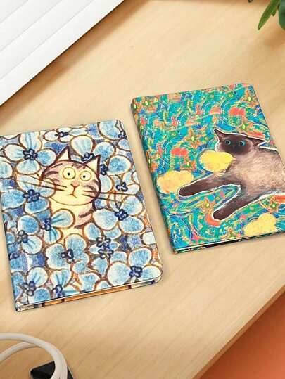 1 pieza Cuaderno con textura de pintura al óleo estilo Ins, con tapa dura gruesa, hecho de pulpa de madera natural, encuadernación cosida, duradero y adecuado para oficina, negocios, reuniones, escuela y talla grande