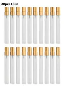 56件組便攜玻璃香水分裝瓶，10ml/5ml/2ml/3ml迷你旅行可重複填充瓶，鋁製噴霧瓶附細霧噴嘴，金色與銀色，含6件分裝工具，無味，旅行分裝瓶套組，迷你洗手液分裝瓶，香水分裝 - 彩色 - 查看 37