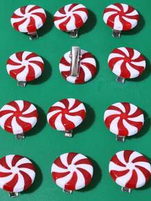 彩色拐杖糖圣诞DIY发夹，休闲可爱派对装饰发夹配饰，防滑圣诞发卡，女士装饰发夹，甜美卡通风格金属发夹，适用于刘海和侧发，彩色条纹和波点配饰，节日庆典发饰，头饰，发夹 - 彩色 - 查看 6