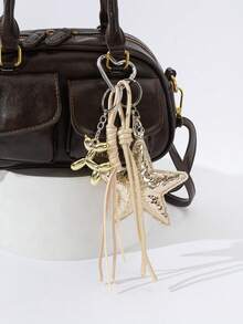Metallic Leather Star & Heart Shaped Bag Charm, Bag Accessory