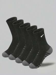 5/10/20 双装加厚黑白男士冬季袜子，时尚休闲舒适透气防臭，适合户外运动、跑步、健身，压缩膝袜，商务休闲假日黑白中筒袜，圣诞节、感恩节、新年节日礼物（加厚款） - 彩色 - 查看 3