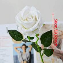 3pcs/5pcs/7pcs White Rose Artificial Bridal Bouquet Realistic Velvet Faux Flower Flower Arrangement Decoration Fake Rose Artificial Rose For Valentine's Day Gifts Wedding Party Home Decoration, Birthday Gifts Outdoor Indoor Decor, Vase Floral Decor (Purchase Instructions: May Contain Odor, Please Place In Window For Ventilation For 1-2 Days)