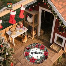 1 pièce Tapis de bain antidérapant rouge pointe de Noël, en matériau de flanelle, tapis de sol rond, décoration moelleuse, convient pour les salles de bains, les portes, les cuisines, les salons et autres occasions, lavable en machine, antidérapant, décoration de Noël, peut être offert en cadeau