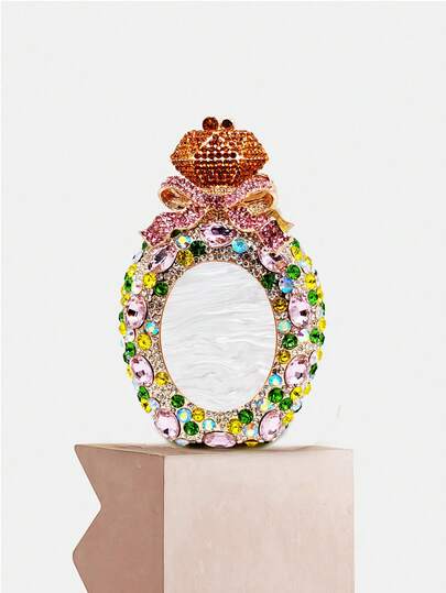 全新设计！女士新款钻石戒指水晶手拿包，适合派对、舞会、婚礼等场合，蝴蝶结装饰水晶手拿包/手提包