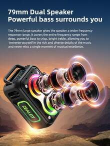 ZEALOT PT02 60W High-Power Wireless Speaker, Portable Outdoor Subwoofer With 1 Speaker, 8000mAh Battery, RGB Lights, Compatible With SD Card/USB/AUX, Supports Dual Speakers, Hands-Free Calling, Suitable For Outdoor Events, Home Parties, Beach Parties