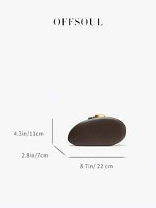 Retro Asymmetrical Shell Handbag, New Party/Banquet Clutch Bag With Chain Strap, Women Hardcase Shoulder/Crossbody Bag - Chocolate Brown - View 7