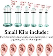 12Pcs Glass Stretching Kit With Rubber O-Rings For Body Piercing - Purple - View 7
