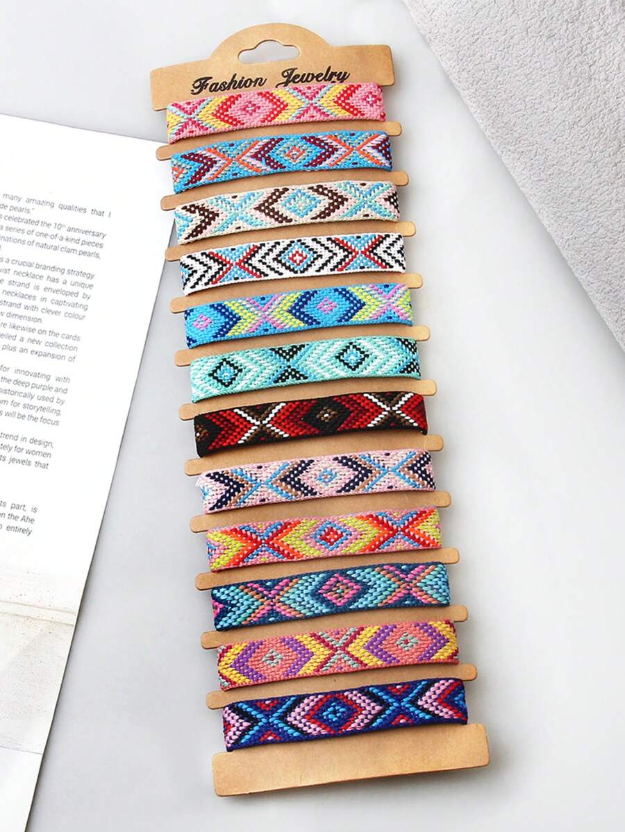 Vintage Nepalese Woven Bracelet With Colorful Tassels, Lucky Friendship Cord