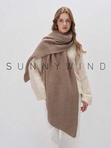 1pc Women Solid Color Soft Knit Scarf, Everyday Use For Dress - Camel - View 7