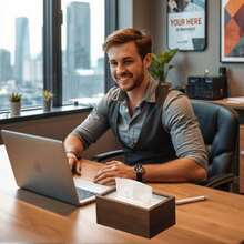 1pc Chinese Style Wooden Paper Towel Holder, Desk Tissue Box With Acrylic Cover, Striped Pattern, Suitable For Bathroom, Office, Bedside, Home And Dining Room