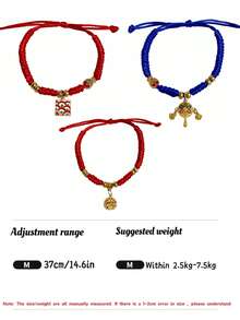 1 قطعة من اكسسوارات الحيوانات الأليفة، قلادة عنق مضفرة، طوق من الحبل الأزرق والأحمر بعقدة مباركة، لوازم الحيوانات الأليفة لمناسبات الربيع والأعياد والسنة الجديدة