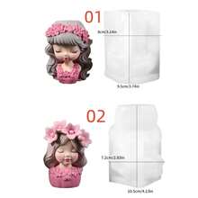 Molde para maceta de flores, corona floral, taza de vela con diseño de niña, maceta de flores de princesa, molde de silicona - Blanco - Ver 3