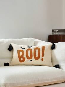 1 pieza Funda de almohada de 18 x 18 pulgadas con hojas de arce de otoño, calabaza 3D bordada en capas, funda de almohada de estilo granja para sofá, sillón, decoración de otoño, Halloween, Acción de Gracias, decoración de otoño, decoración de habitación, regreso a la escuela, útiles escolares