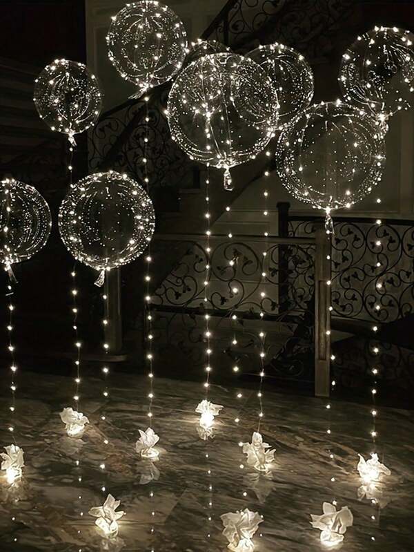 10 Piezas de Bolas Saltarinas Iluminadas con LED para Navidad, Globos Transparentes Iluminados, Adecuados para Decoraciones de Cumpleaños, Decoraciones de Bodas, Celebraciones de Aniversario, Celebraciones Festivas, Decoraciones de Propuesta, Decoraciones de Fiesta y Decoraciones de Temporada de Graduación, Decoración del Hogar, Regalo de Año Nuevo