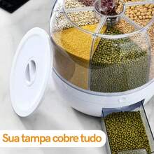 NEW - 6-In-1 Rotating Food Dispenser For Grains And Cereals 24cm With Airtight Lid D.K.L - Nhiều màu - Xem 7