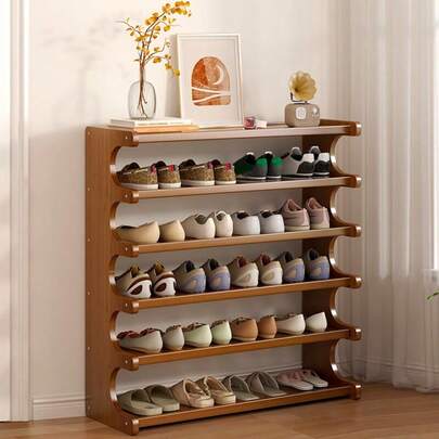 Spacious 6-Tier Wooden Shoe Rack: Ideal Storage Solution For Entryways, Hallways, Living Rooms, And Balconies - Keep Your Footwear Neatly Organized