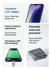 Xiaomi Redmi 14C(Chinese Version:Redmi 14R)Smartphone: 6.88-Inch Ultra-Large Eye-Care Display, 5160mAh High-Capacity Battery For Long Endurance, Qualcomm 4nm Processor, And 120Hz,Only Supports English And Chinese Language,