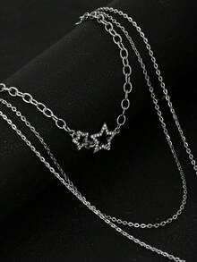 1 buc colier elegant cu decor stelar, multistrat, pentru femei, strasuri încrustate, versatil pentru zi cu zi, petrecere, întâlnire, cadou pentru prieteni și sărbători