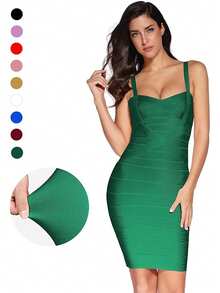 Women's Celebrity Bandage Bodycon Dress Strap Party Pencil Dress  Elegant Formal Evening Prom For Graduation, Dinner - màu xanh lá - Xem 3