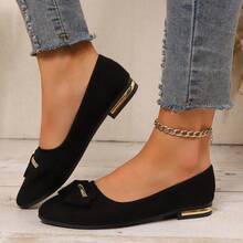 女士平底一脚蹬尖头鞋，新款软底一脚蹬乐福鞋，低跟防滑休闲鞋，时尚水钻装饰轻便纯色透气平底鞋（适合宽脚，建议订购大一码）