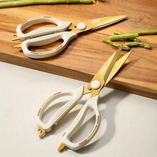 2 buc foarfece de bucătărie și curățător de legume, oțel inoxidabil cu mânere din silicon antiderapante, multifuncționale pentru carne și păsări de curte, mașina de spălat vase, tăiere și utilizare convenabile, material durabil, cadou excelent