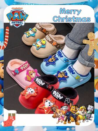 Paw Patrol 1 件毛绒卡通冬季保暖防水棉拖鞋，送给好朋友的最佳节日礼物，派对气氛装饰，完美的派对装饰，家居装饰摆件，完美的房间装饰，圣诞节礼物，情人节，适合生日庆祝的理想朋友礼物，纪念品女士纪念品，可爱美观，情人节，礼物，装饰品，家居装饰，情人节礼物