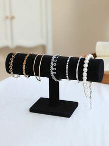 1pc Velvet Bracelet/Watch Display Stand, Jewelry Organizer Rack For Necklaces, Bracelets, Pendants, Fashionable Women Desk Storage, Valentine's Day Gift