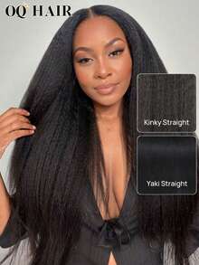 OQ Hair Wear Go Glueless Wig Kinky Straight Natural Color Pre-Cut & Pre-Plucked 9x6 Transparent Lace 180% Density 16-30 Inch Pre-Bleached Free Shipping Unprocessed Real Huamn Hair No Glue Needed - SNatural - View 3